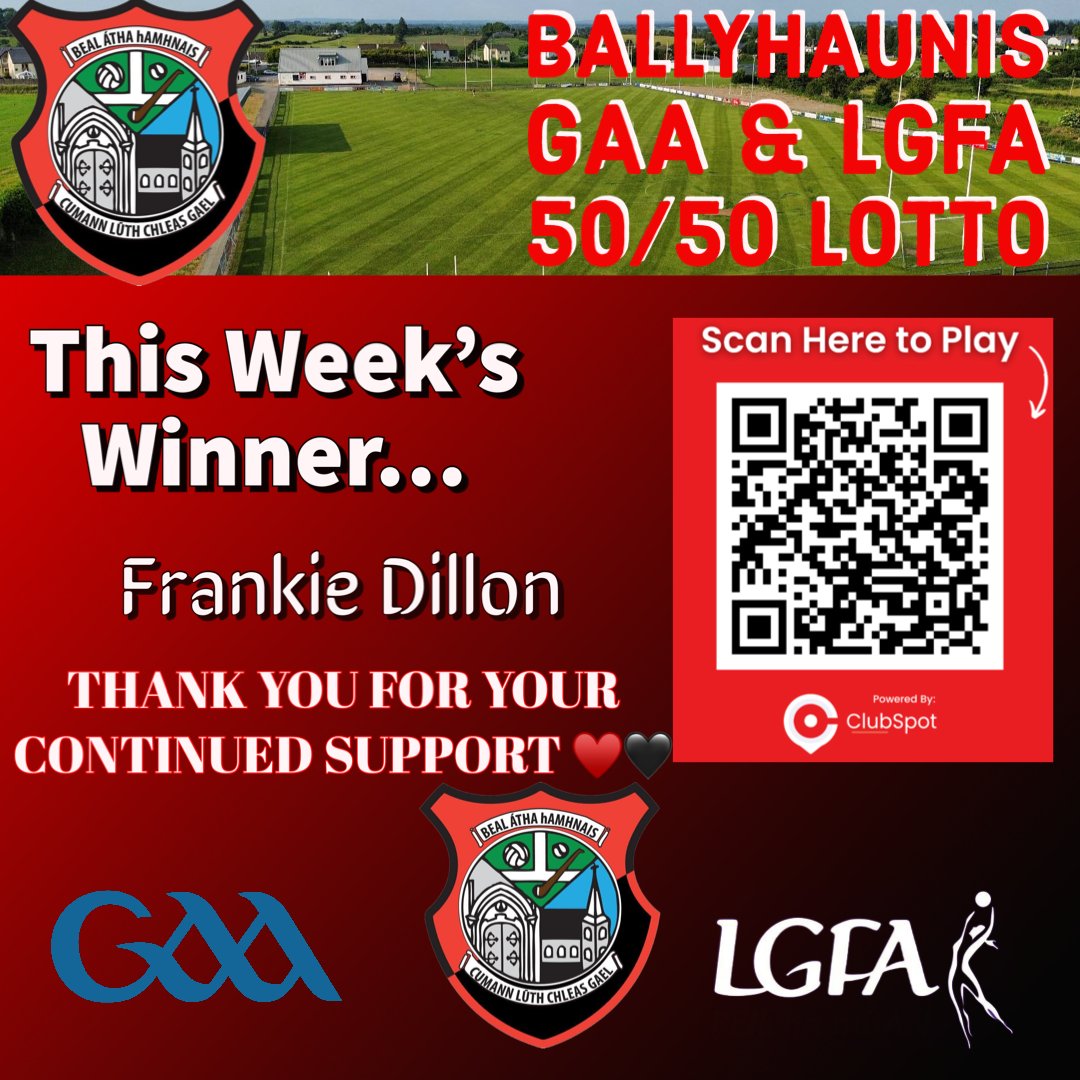 Ballyhaunis GAA 50/50 Lotto Winner Get all the latest news on the Ballyhaunis GAA app member.clubspot.app/club/ballyhaun…