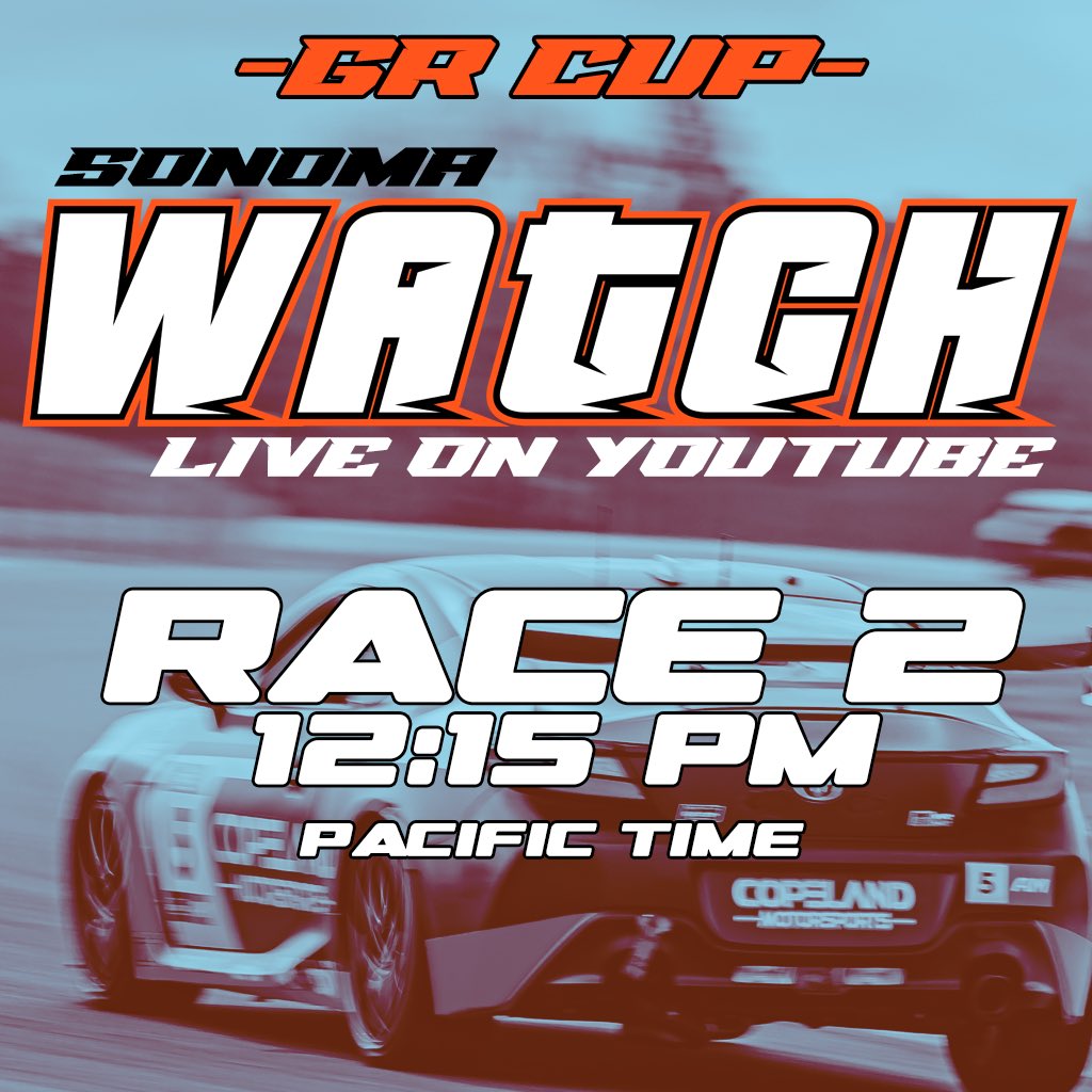 #GRCup Race 2 coming up at 12:15PM Pacific / 3:15PM Eastern. Starting P2 again, catch the broadcast live at: 

youtube.com/live/l-tdyhK3E…

@CopelandMTSP @officialgrcup 

#COPELANDMOTORSPORTS
#TGRNA #SROAMERICA