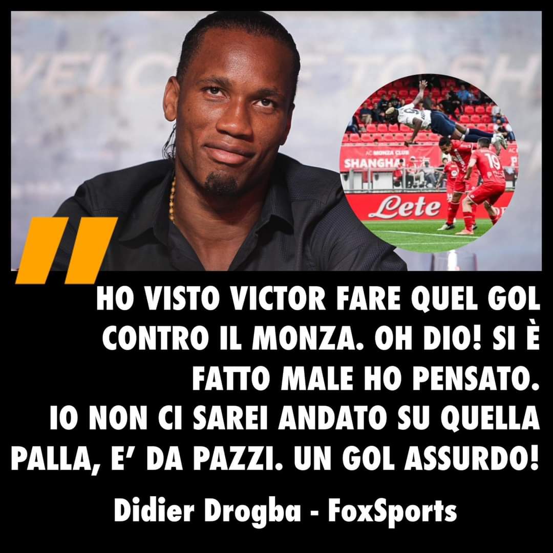 #Drogba incredulo nel vedere il gol di @victorosimhen9 negli studi di @FOXSports : 'Spaventoso quel volo, io non mi sarei avventato su quel pallone'. #WeAreCalcio #Calcio @brunosiciliano7 @TolliVincenzo @DiegoDeLucaX @Carloalvino @molarolandia @angelo_forgione @GinoRIVIECCIO