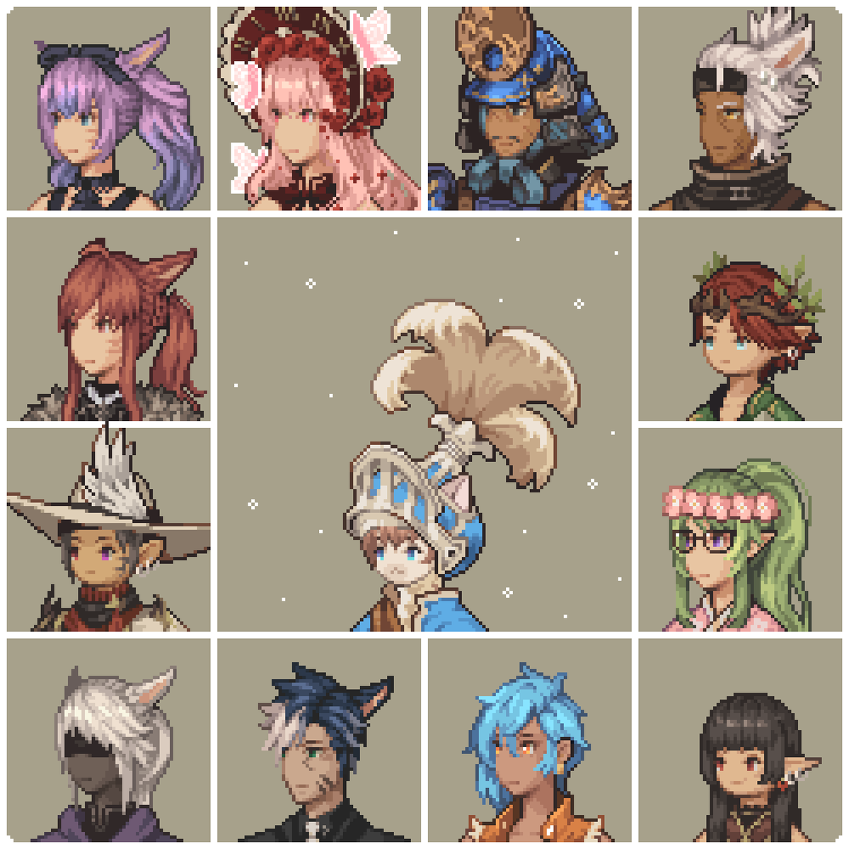Final Fantasy Tactics portraits  
#pixelart 

comms open. starts at 60$ (price might increase if there are complex accessories)

15 slots DM or email for more info!  
✉️frogapples.art@gmail.com