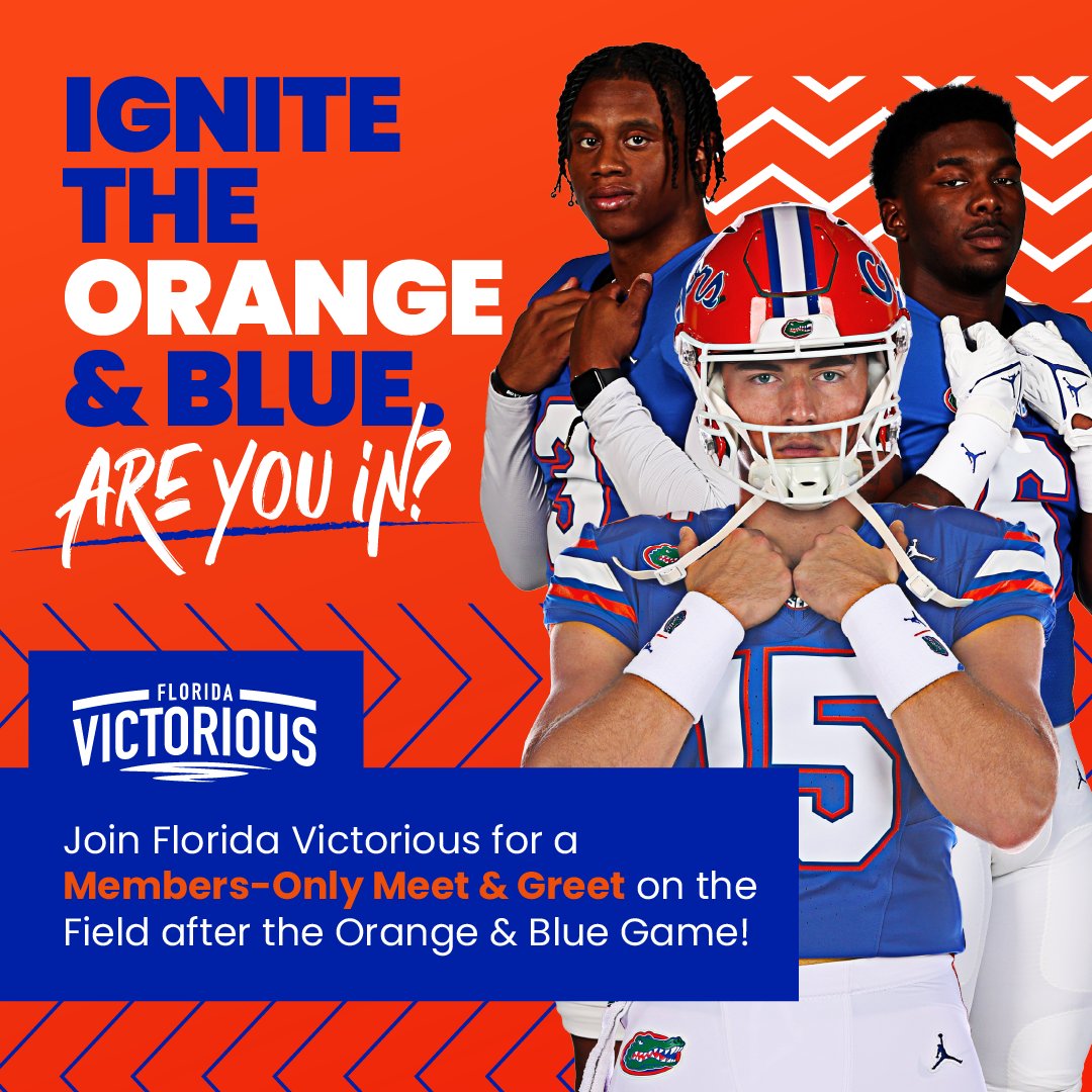 🔶🔷Don't miss out on an exclusive post-game meet & greet with @coach_bnapier and @GatorsFB team on April 13, 2024! Free for Florida Victorious Members! See you there! RSVP 🔗bit.ly/49aBZg9 #FloridaVictorious #OrangeandBlue #GatorNation #GoGators #NIL