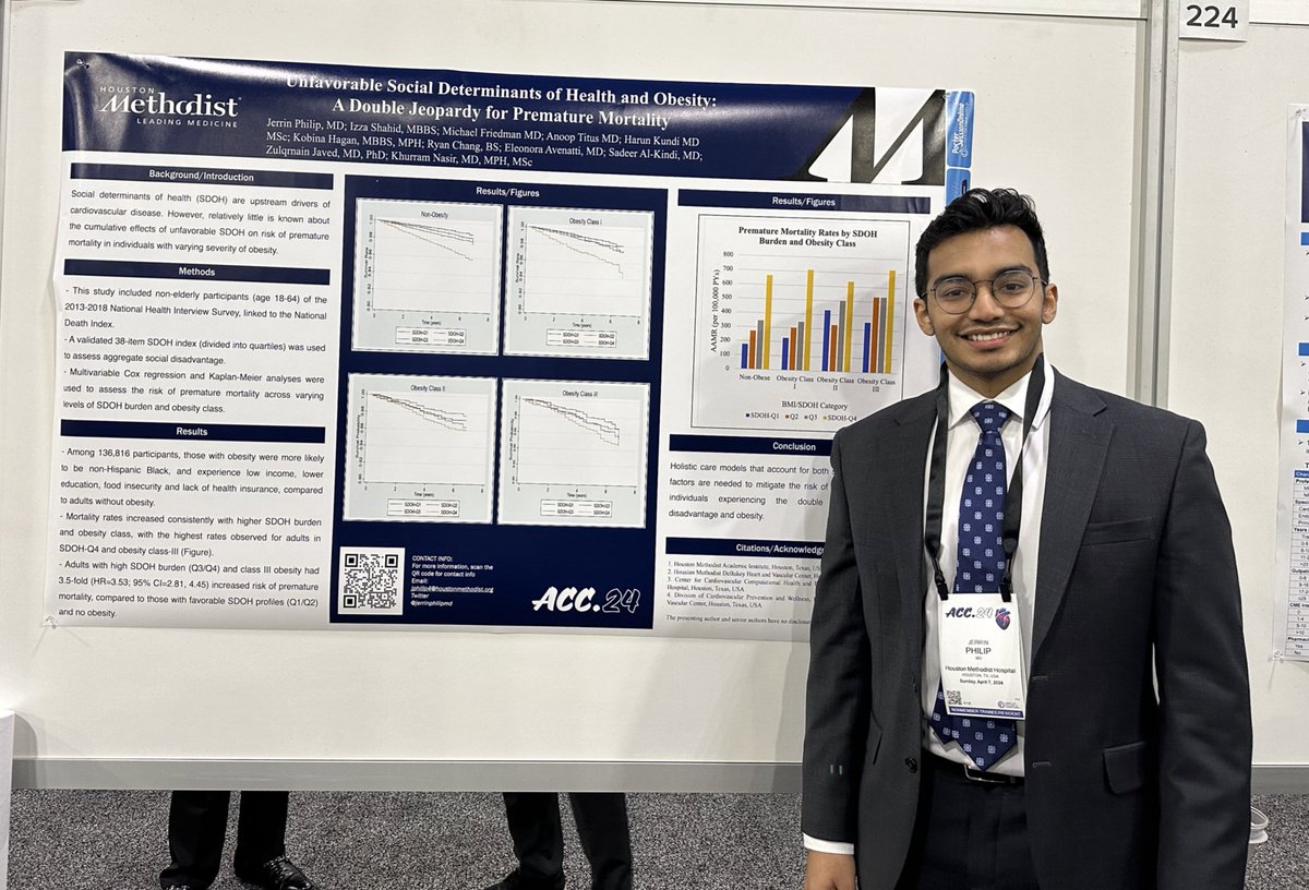 C3PH (@c3ph_hm) on Twitter photo SDOH Q3/4 & class 3 obesity have 3.5 fold inc risk of premature mortality.
<a href="/jerrinphilipmd/">Jerrin Philip</a> presenting on association between SDOH quartile per obesity class and mortality: a double jeopardy at #ACC24
<a href="/khurramn1/">Khurram Nasir</a> <a href="/Sadeer_AlKindi/">Sadeer Al-Kindi, MD</a> SDOH Q3/4 & class 3 obesity have 3.5 fold inc risk of premature mortality.
<a href="/jerrinphilipmd/">Jerrin Philip</a> presenting on association between SDOH quartile per obesity class and mortality: a double jeopardy at #ACC24
<a href="/khurramn1/">Khurram Nasir</a> <a href="/Sadeer_AlKindi/">Sadeer Al-Kindi, MD</a>