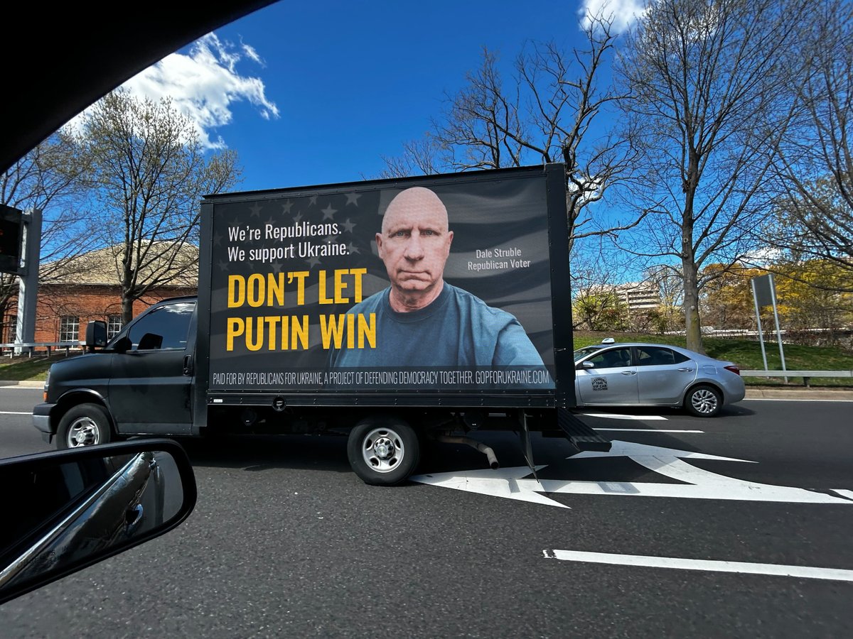 NEW: Mobile billboard circling Reagan National Airport today and tomorrow as Congress arrives in D.C. “We’re Republicans. We support Ukraine. Don’t let Putin win.”