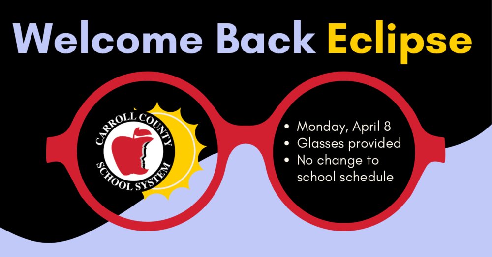 carrollschools's tweet photo. Welcome Back Eclipse April 8 https://t.co/TspH1ZDixT https://t.co/txKd96yZXy