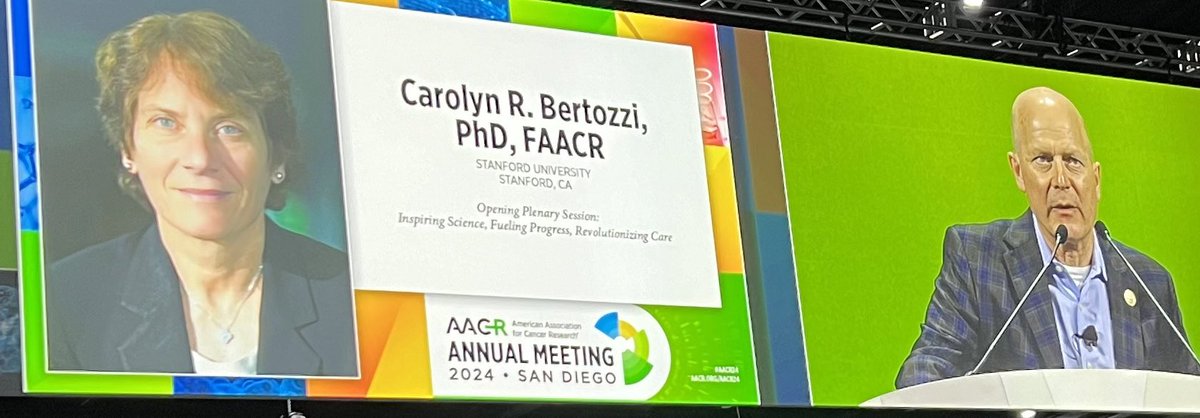 What an inspiring plenary session @AACR #AACR24 covering Cell Atlas/Medicine by Dr. Aviv Regev, AI  Histopathology by Jakob Nikolas Kather @jnkath, ABPP by Dr. Benjamin F. Cravatt, and the best glycoscience talk on sialoglycans by Dr. Carolyn R. Bertozzi @CarolynBertozzi