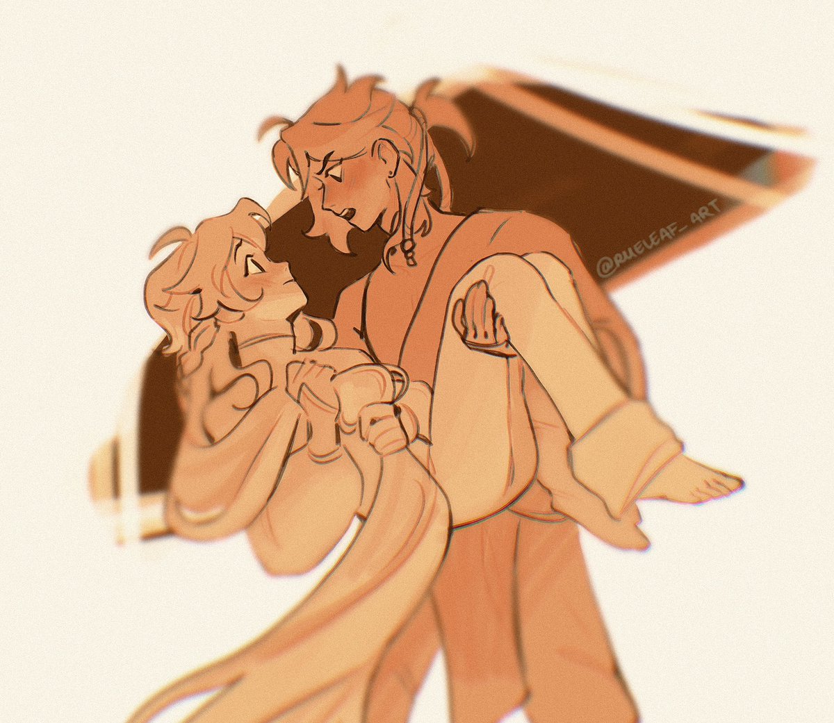 A little tangled AU XiaoAether sketch, I miss themmmm ✨
