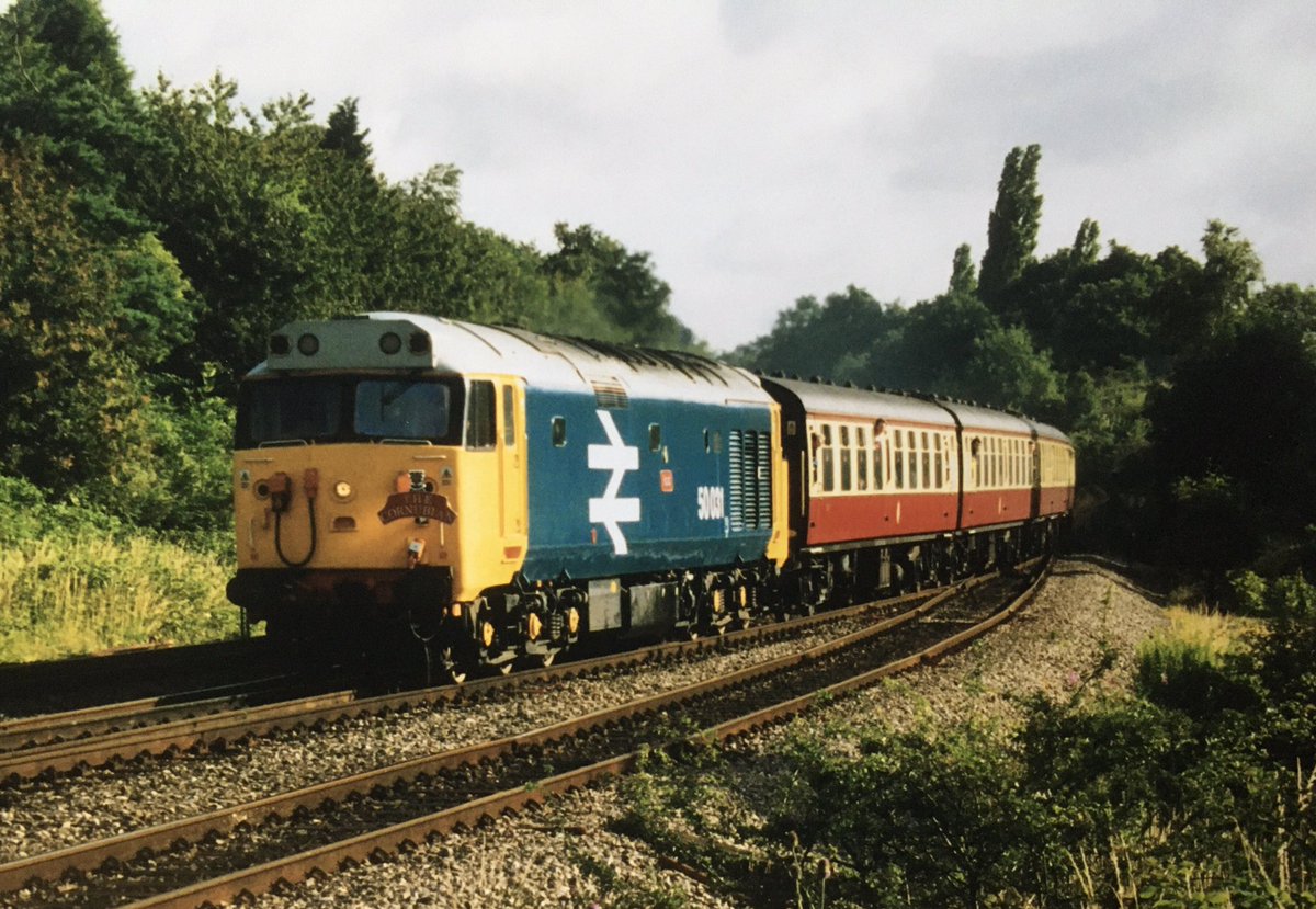 A few more from Southcote Junction. Modern traction was occasionally joined by steam specials. Regular Class50 haulage was long gone but preserved 50031 Hood provided a welcome reminder of those days heading the Conubian in 1998. #class59 #class165 #Duchess #class50