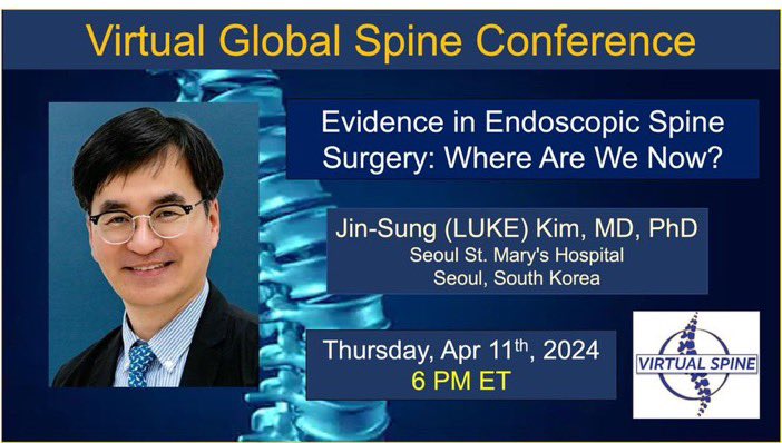 My personal hero Prof. Luke Kim, the one and only @LukeSpineWalker this Thursday at @virtualspine! I don’t know anybody who has more experience & insights than him in this field! Incredibly honoured to host one of the true masters in endoscopic & MIS spine surgery! #Seoul…