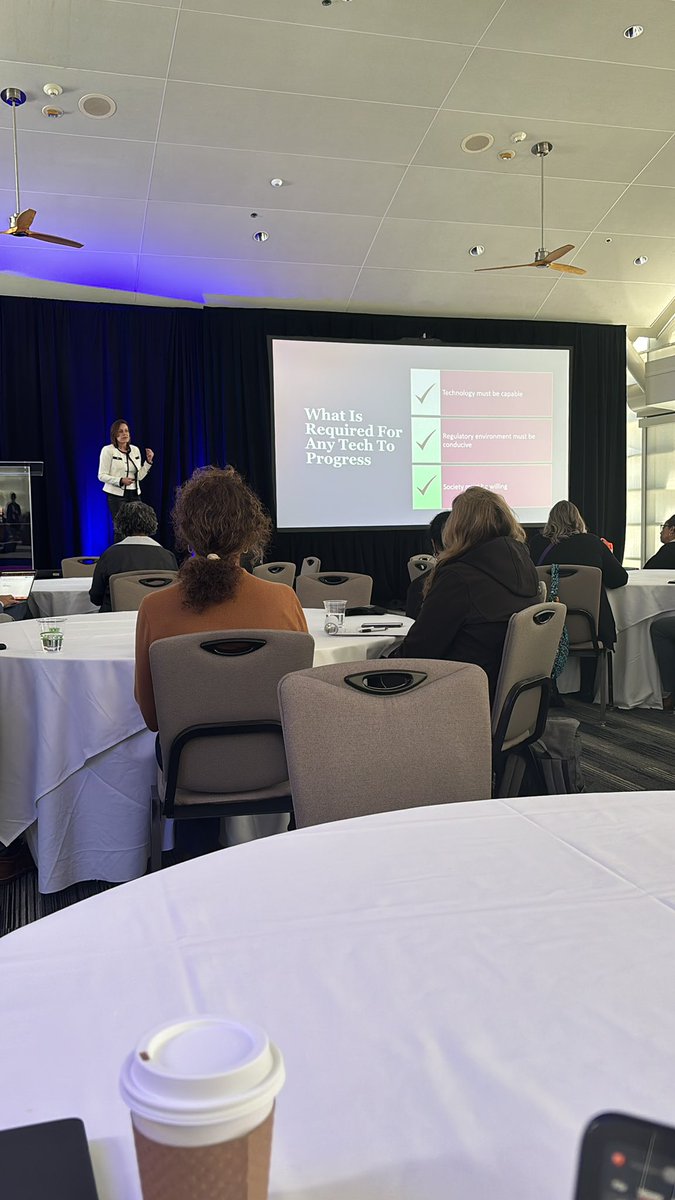 Great points from Lisa Palmer at RTM keynote about what has to be in place for tech to progress. Society must be willing to accept tech for it to really stick. #AI #RTMHIGHERED