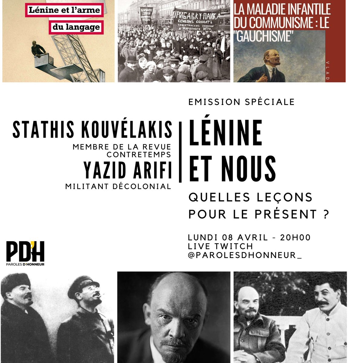 RDV Demain à 20h00 ! Sur notre chaîne twitch en compagnie de Stathis Kouvélakis et de @YazidArifi à l'occasion de l'année des 100 ans de Lénine nous reviendrons sur ce grand personnage du XXème siècle et tenterons d'en tirer les leçons pertinentes pour le présent.