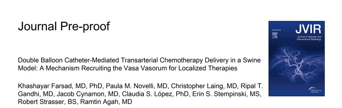 📢 Hot off the press in @JVIRmedia: Exploring trans-arterial micro perfusion (TAMP) as a promising method for treating hypovascular tumors like pancreatic adenocarcinoma. 🎯💊 @SIRspecialists Dive into the potential of enhanced drug delivery via TAMP in a new porcine study. 🐷…