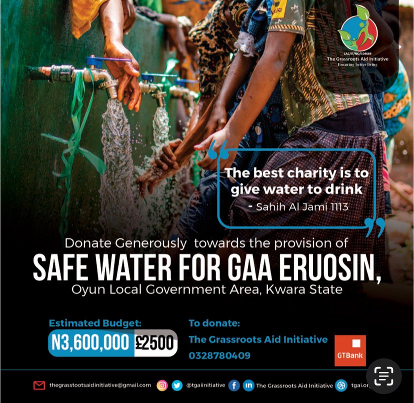 No amount is too little. No amount is too big. What matters is the intention of the act.

Support TGAI's water project today. Give Safe water. Help the needy.

Thank you so much 🧡

#waterNGO #SafeWater #betterliving #sdg6 #ngo #25thwaterproject #25thcommunity #humanitarian
@tgai