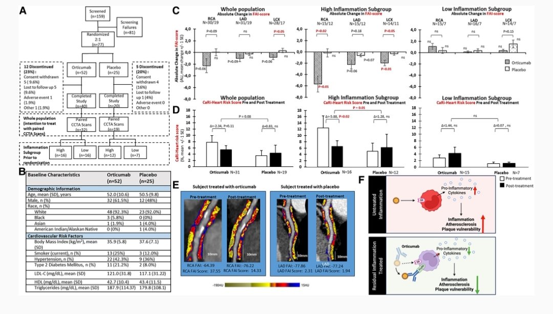CVR_TomaszGuzik's tweet image. LIVE from #ACC24: Inhibition of oxidized LDL with orticumab inhibits #coronary #inflammation &amp;amp; reduces residual inflammatory risk in #psoriasis
Read the latest article now in #CardiovascularResearch 👉 academic.oup.com/cardiovascres/…

@escardio @ESC_Journals #CVD #oxLDL #CCTA #CardioX