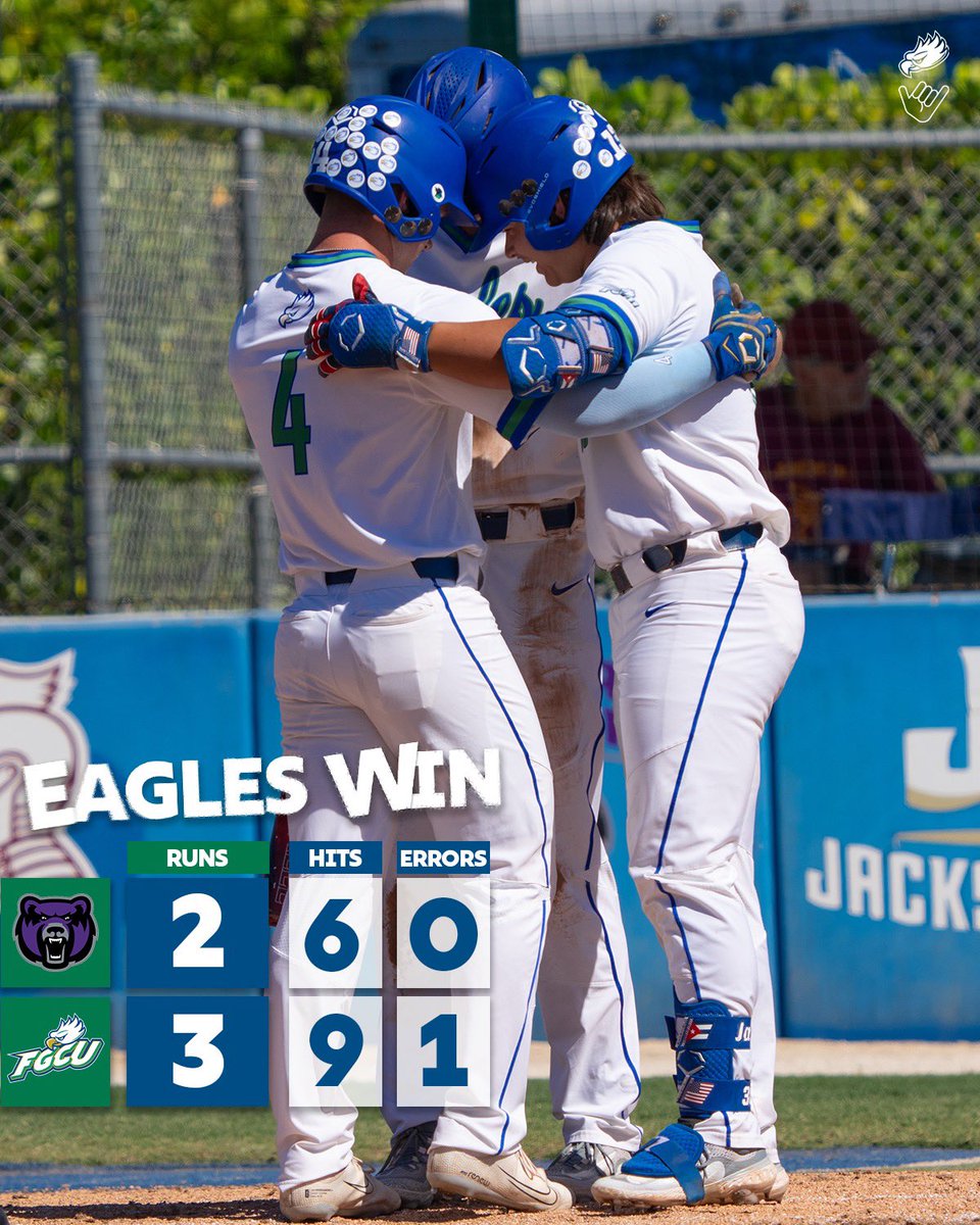 FGCU_Baseball's tweet photo. Lojewski goes yard and Kriebel tosses a complete game in the Eagles sweep 🧹

#WingsUp https://t.co/ptckXUAezI