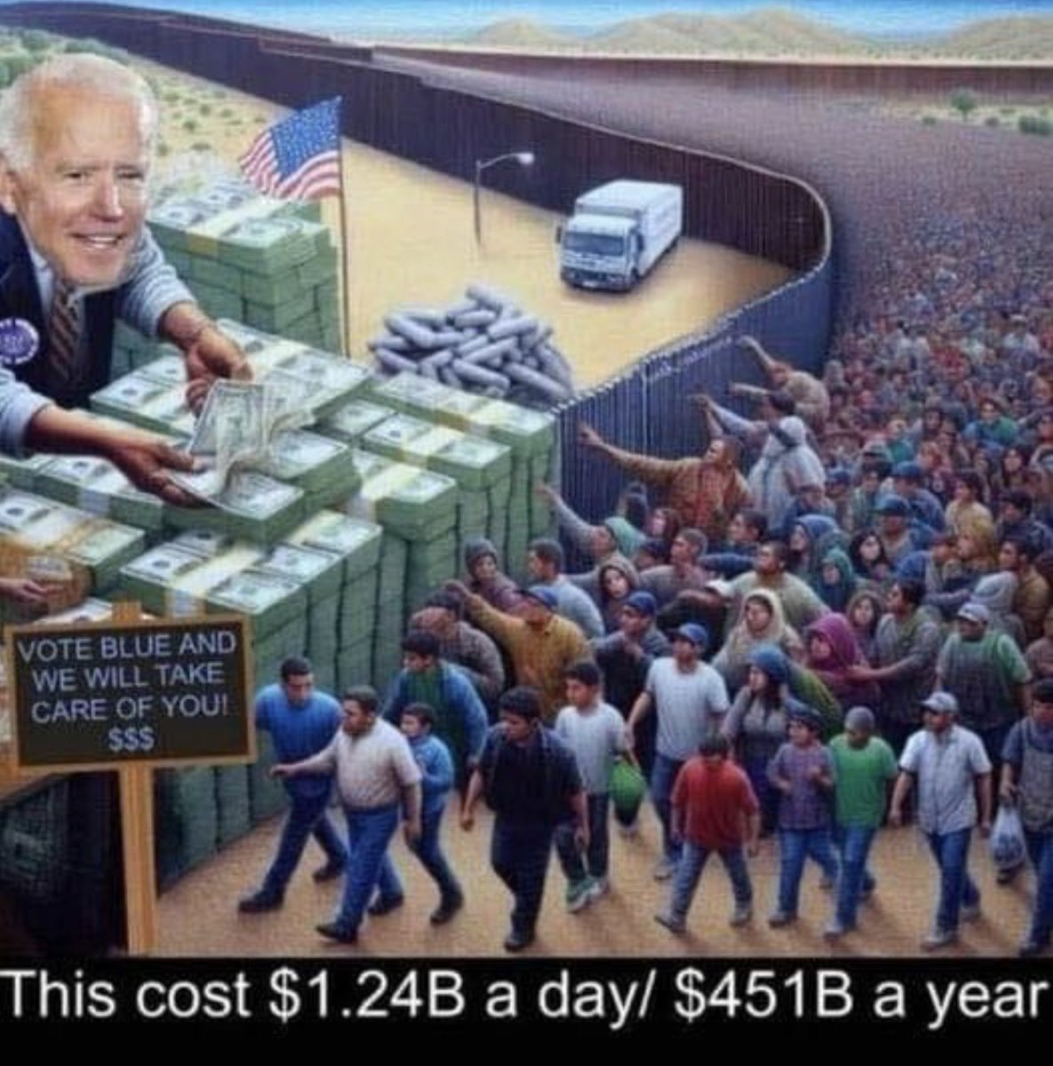 #TraitorJoe and his trove of voters! Paid for by you the taxpayer! Who’s ok with this?? Not me! 😠 Paying for our own demise!