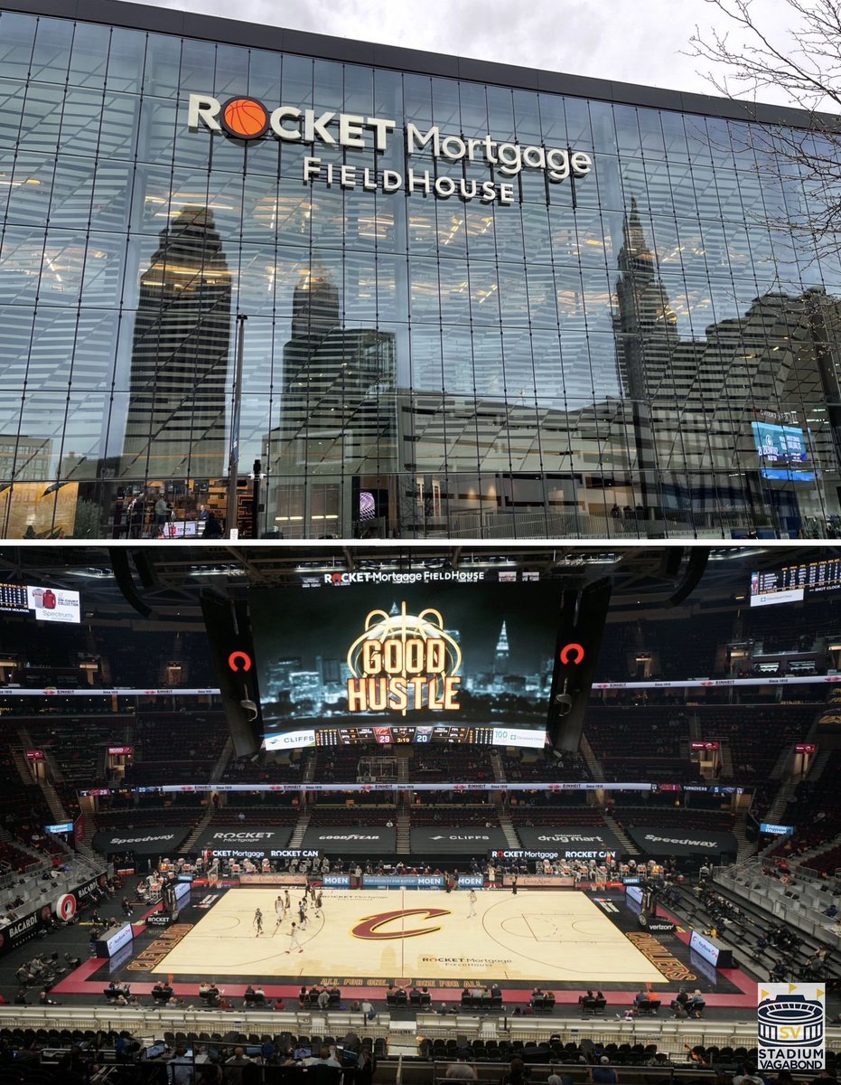 Rocket Mortgage FieldHouse in Cleveland, OH in 2021; Home of the Cavaliers & Monsters (AHL); Opened 1994; Cap 19,432; Site of 2024 NCAA Women’s Final Four #caitlinclark #ncaawbb #finalfour #marchmadness #iowa #southcarolina #iowawbb #gamecockswbb #dawnstaley #wfinalfour #wnba