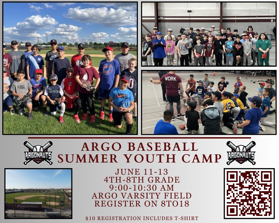 Get instruction from Argo baseball coaches and players on the fundamentals of the game.  Enjoy some friendly competitions and get your summer baseball season started off right!  #CommitOvercomeGrow