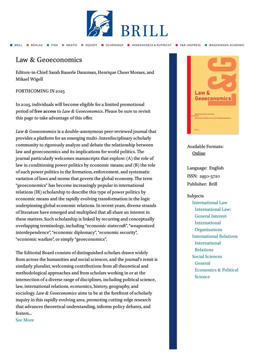 Presenting: Law & Geoeconomics, a Brill journal.