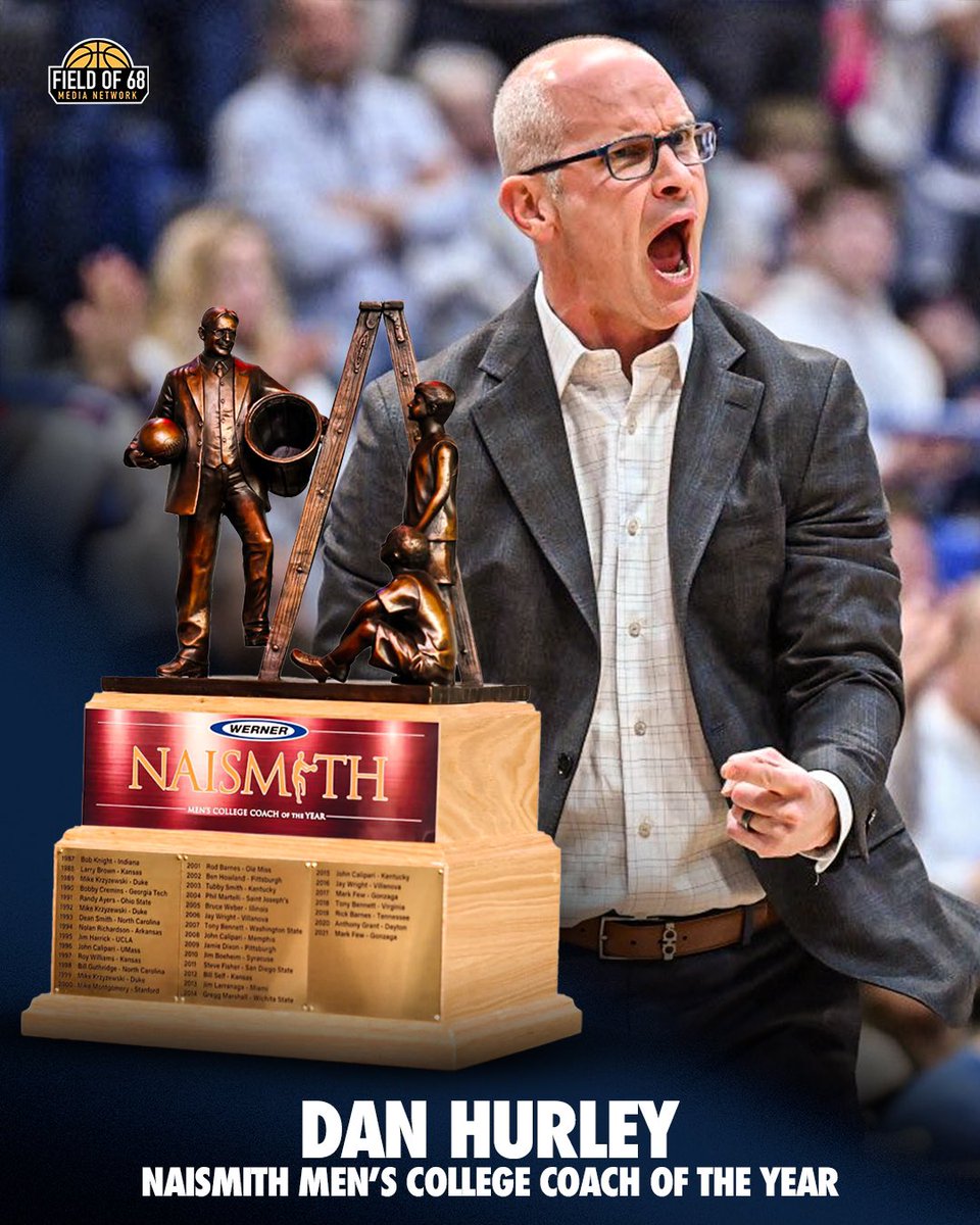 Dan Hurley is the 2024 Naismith Men’s College Coach of the Year! 🔥🏆