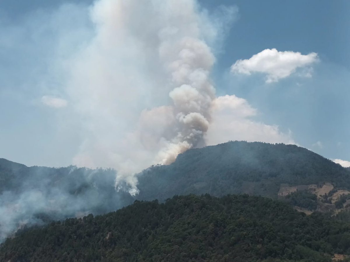 #Quiché Continúan labores de liquidación en el incendio forestal de Caap tze' Peña de Oro, Palop Grande, Nebaj,  Quiché.