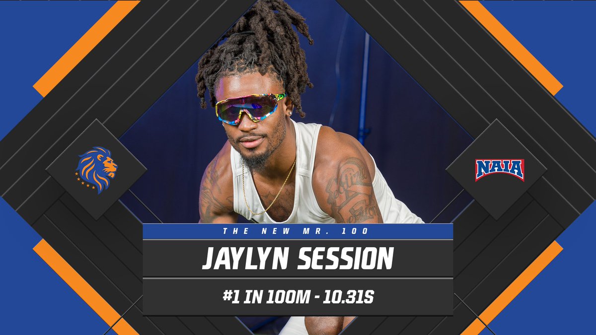 GoFmuLions's tweet photo. Ladies &amp; gentleman, introducing the new Mr. 💯!

FMU sprinter Jaylyn Session now holds the top spot in the @NAIA in the 100m after posting a time of 10.31s @ the @USFAthletics Invitational, racing against former teammate @rasheed_saminu!

@FLMemorialUniv 
  
#fmu #Lions #hbcu 🦁 https://t.co/PSabcEhXRe