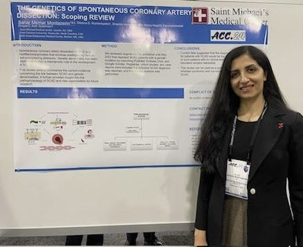 Grateful for the opportunity to present my poster on the #genetics of #SCAD in #ACC24 #ACCinTouch #Cardiology #vascularmedicine #excited #ACCWIC #WomenEmpowerment