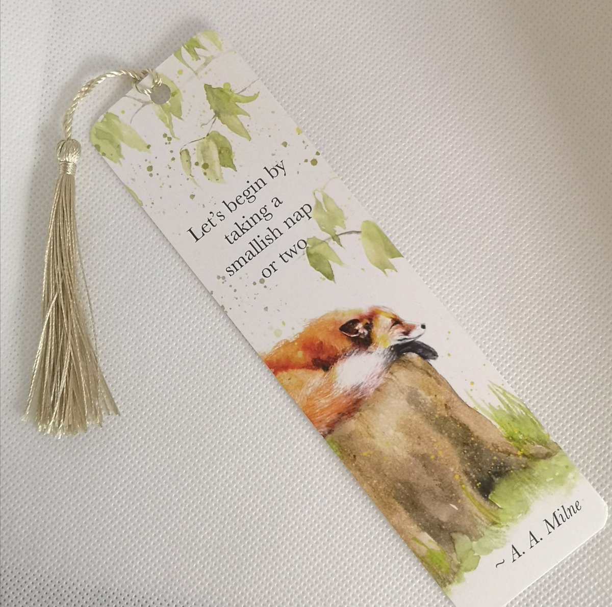 'Let's begin by taking a smallish nap.' A little A.A. Milne to save your spot while you nod off for a bit. Fresh off the press :) #bookmark #fox #milne #bookish #booklover