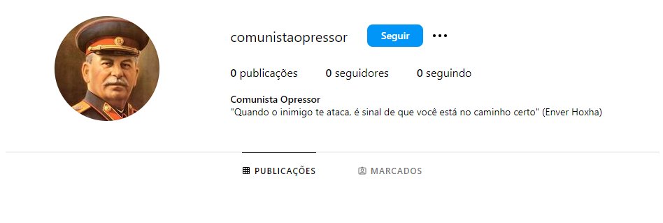 ComunistaOpres4's tweet image. Duvido que essa rede vá sair do Brasil. De qualquer forma, foi um incentivo a mais pra acelerar nosso projeto de expansão para o Instagram.
Sigam a Comunista Opressor no Instagram:
instagram.com/comunistaopres…
Sigam também a Comunista Totalitário no Facebook:
facebook.com/comunistatotal…