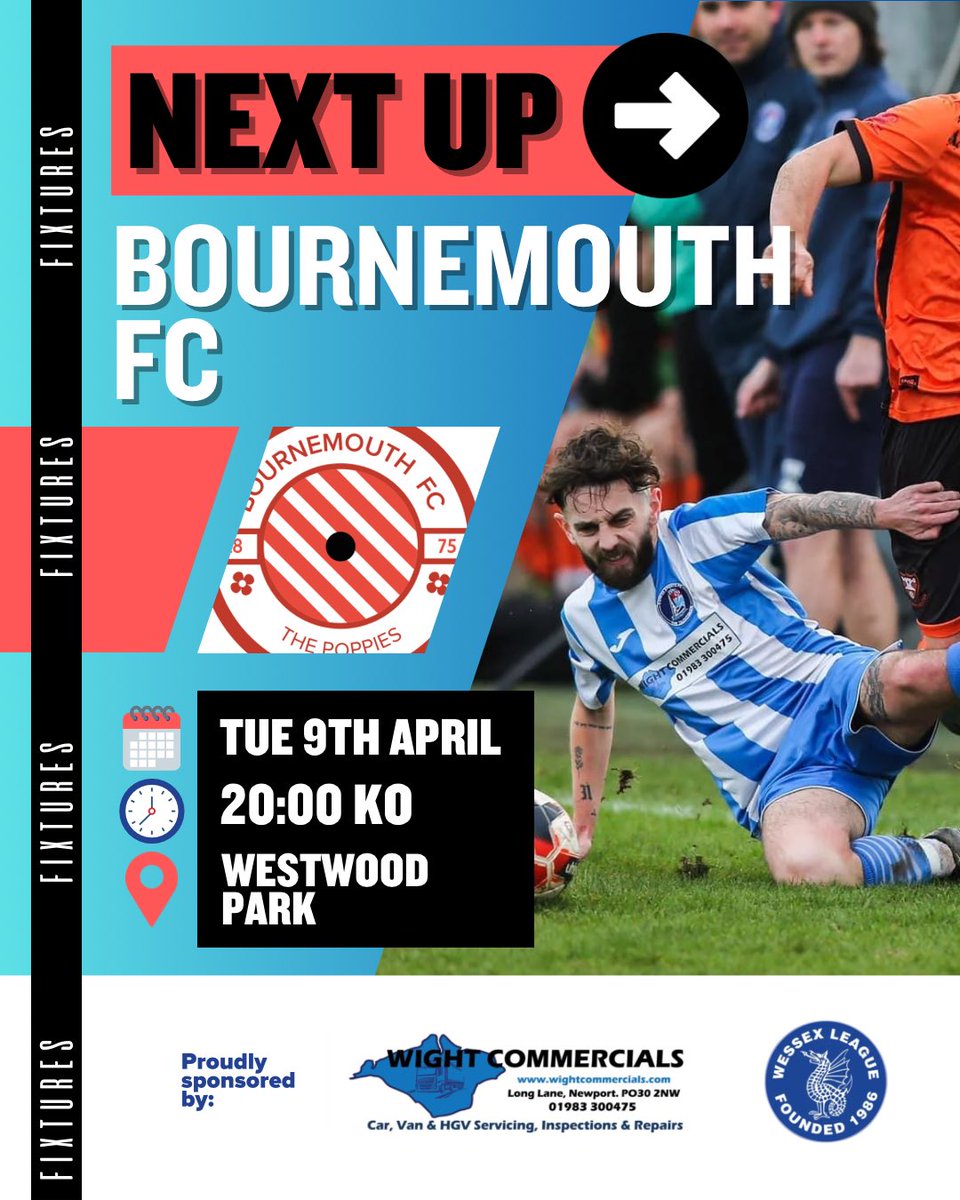 Our next game is our LAST HOME GAME of the season against Bournemouth FC  'The Poppies'

We want to thank ALL OF YOU FANS and ALL YOU SPONSORS, who without you we wouldn’t be able to function as a club at all.

#westwoodpark #uptheyachtsmen #cowessportsfc #wessexleague #football