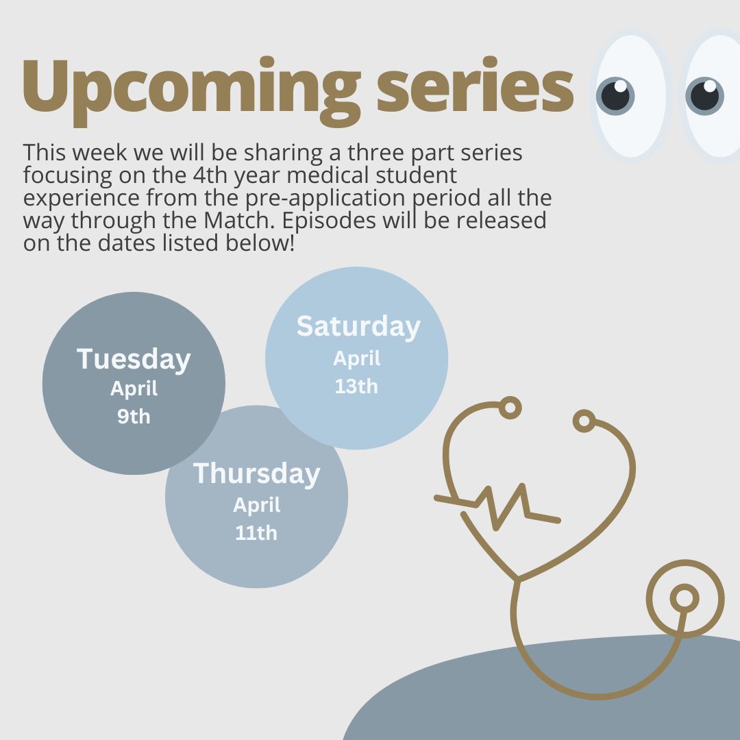 Three episodes in one week! Stay tuned for a special series where we sit down and discuss the MS4 experience all the way to The Match.

P.S. Need to learn more about "The Match"? Go listen to our episode with Dr. Bryan Carmody, covering the unique history and current process.