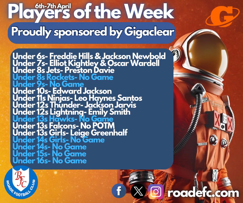 This weeks players of the week! 💙⚽️