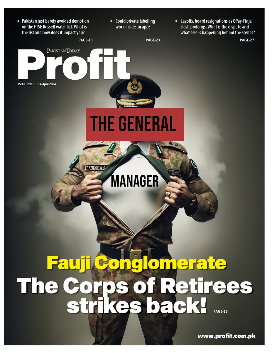 Civilian bosses seem to have run Fauji Foundation better than, well, Faujis. Why has the Foundation been given back to a retired general, then? Read Profit's exclusive: Is this the end of the civilian experiment at Fauji Foundation? profit.pakistantoday.com.pk/2024/04/08/waq…