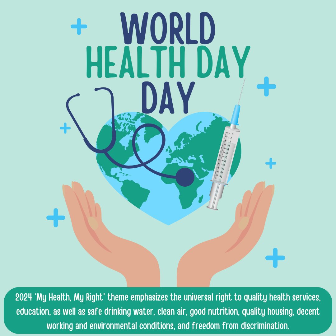 minoritygenetic's tweet photo. Initiated by the World Health Organization, World Health Day serves as an opportunity to draw attention to critical public health issues affecting the international community, with a different theme chosen each year. The theme for this year is 'My Health, My Right.' https://t.co/fQZ148SERx
