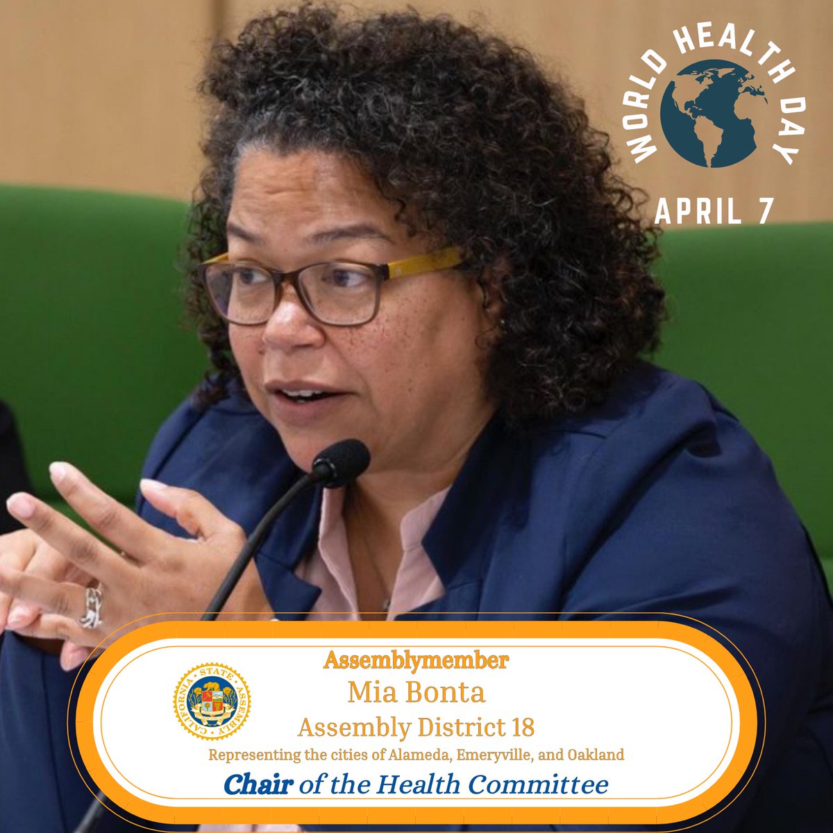 On #WorldHealthDay and as Chair of the Assembly Health Committee I reflect on this year’s theme: My health, my right. Everyone deserves access to quality health services, safe drinking water, clean air, good nutrition, quality housing, and freedom from discrimination. (1/2)