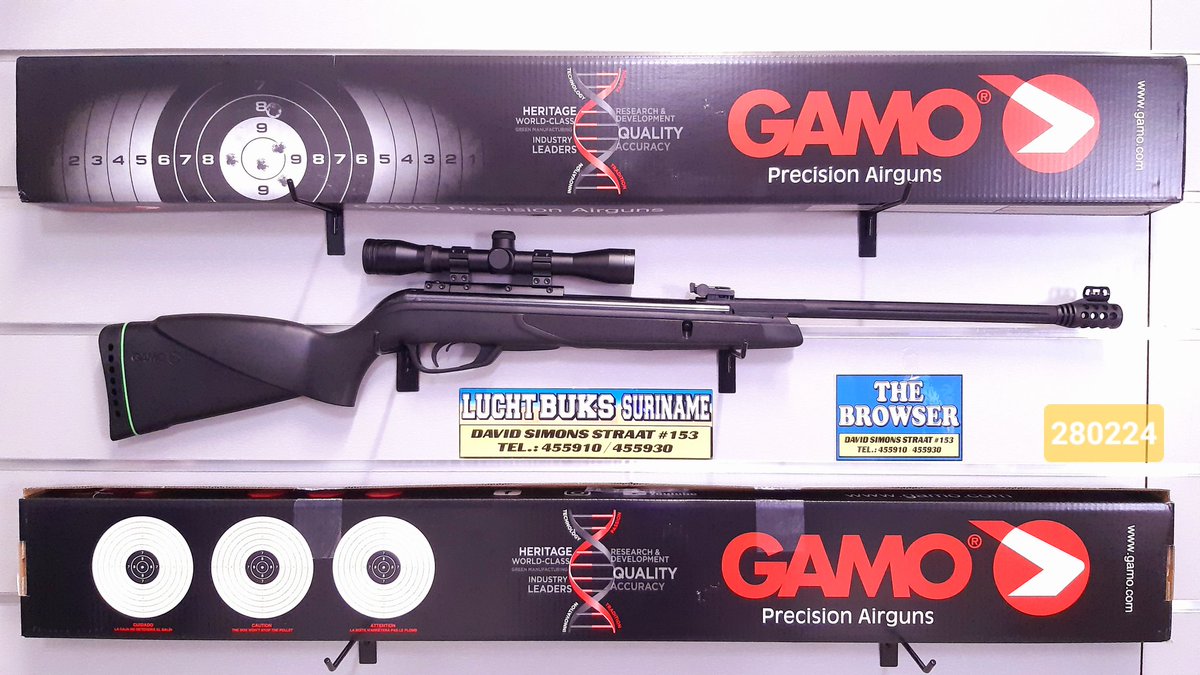 ✴️ Nieuwe Schiet Sport Informatie:
✅*Made In Spain⚠️
.
✴️*Gamo Rocket IGT .22 Break Barrel Air Rifle:
✅*IGT gas piston
✅*With Scope 4x32 mm
✅*Caliber 0.22" (5.5mm).
✅*Max Muzzle Energy 18 ft/lbs.
✅*Max Velocity 1000 fps.
--------------------
.
📱Whatsapp : +597 8583310
.
✴️