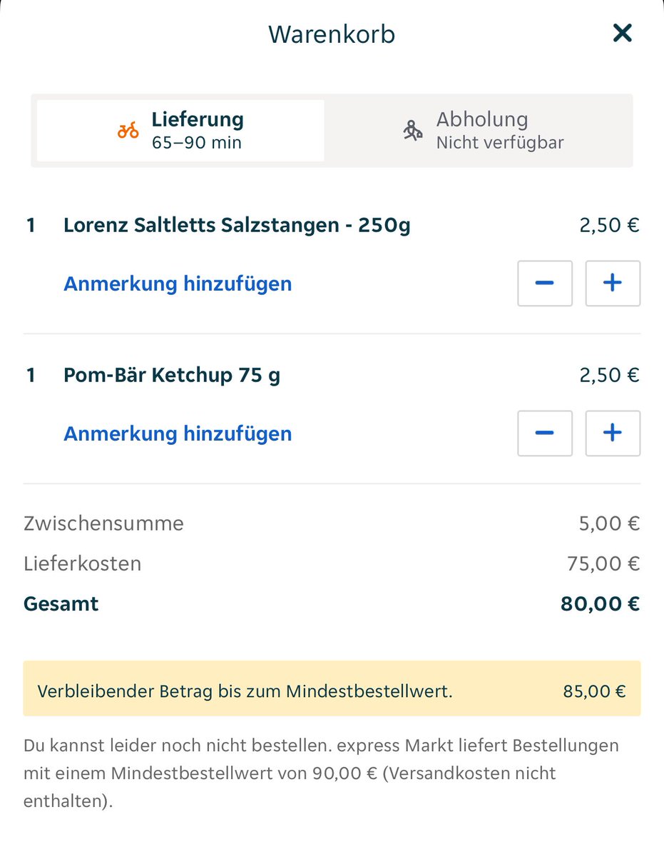 Junge ich will doch nur Knabberzeug😭😭 75€ Lieferkosten 😍🔫