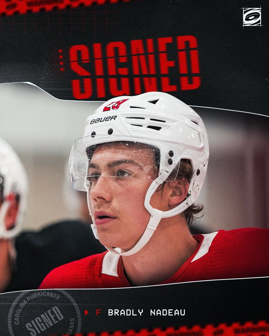 Graphic announcing the signing of forward Bradly Nadeau 