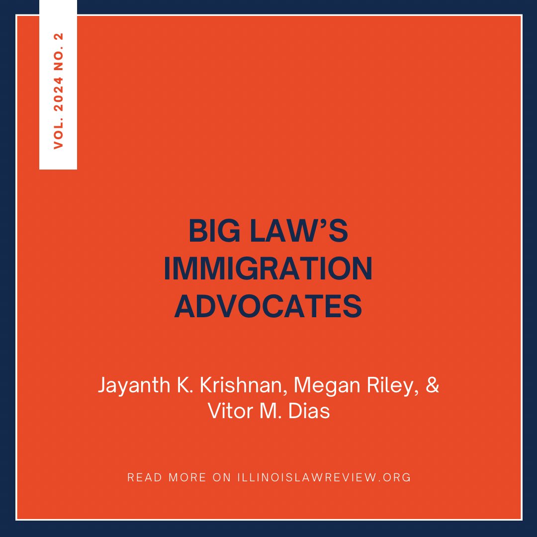 2024 U. Ill. L. Rev 447
In this Article, these Authors explain how Big Law’s greater success rates perpetuate the already existing inequalities within our immigration system and explain that firms with resources are able to procure advantages that others cannot.  Link in bio.