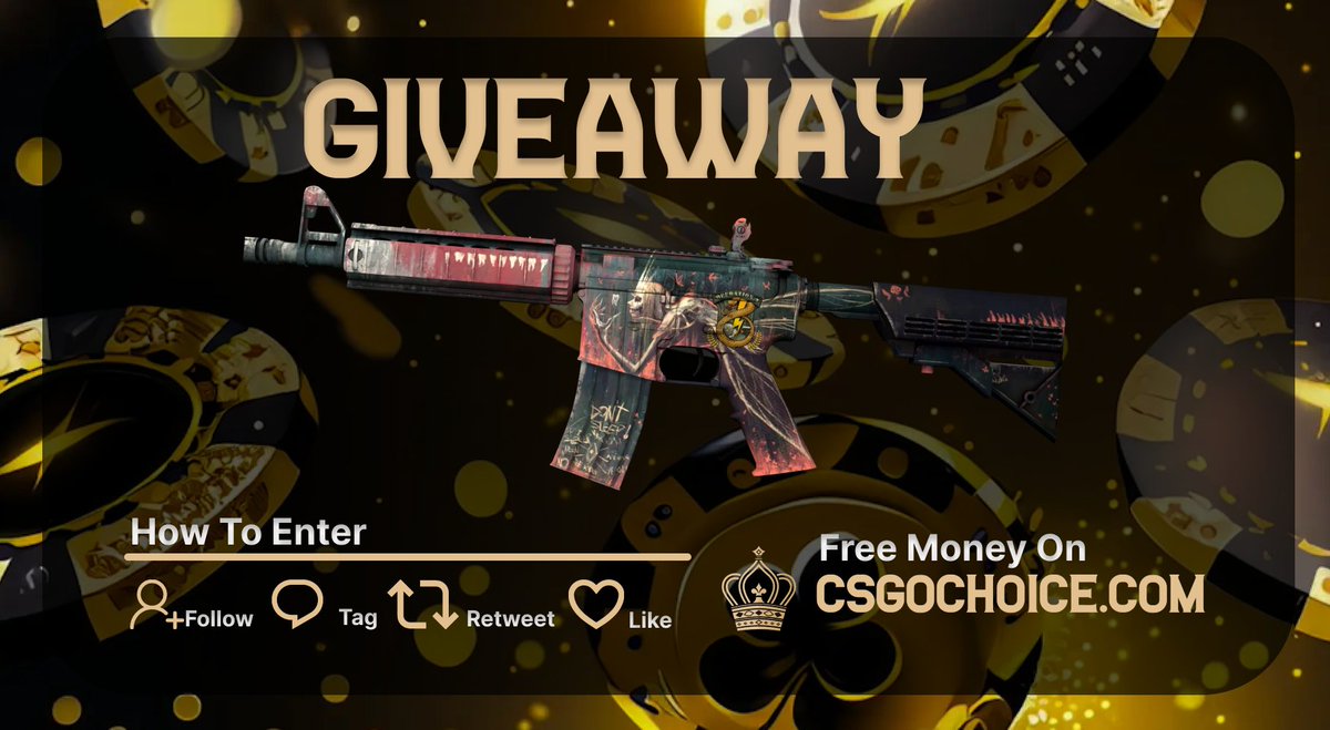 👑*CS2 GIVEAWAY* 👑 M4A4 | Tooth Fairy (FT) $5* ✅Follow @csgochoicecom ✅Tag 2 friend ✅Like & retweet this post 🏆*Giveaway ends in 72 hours*🏆 #CS2Giveaway #CS2 #Giveaways #CS2