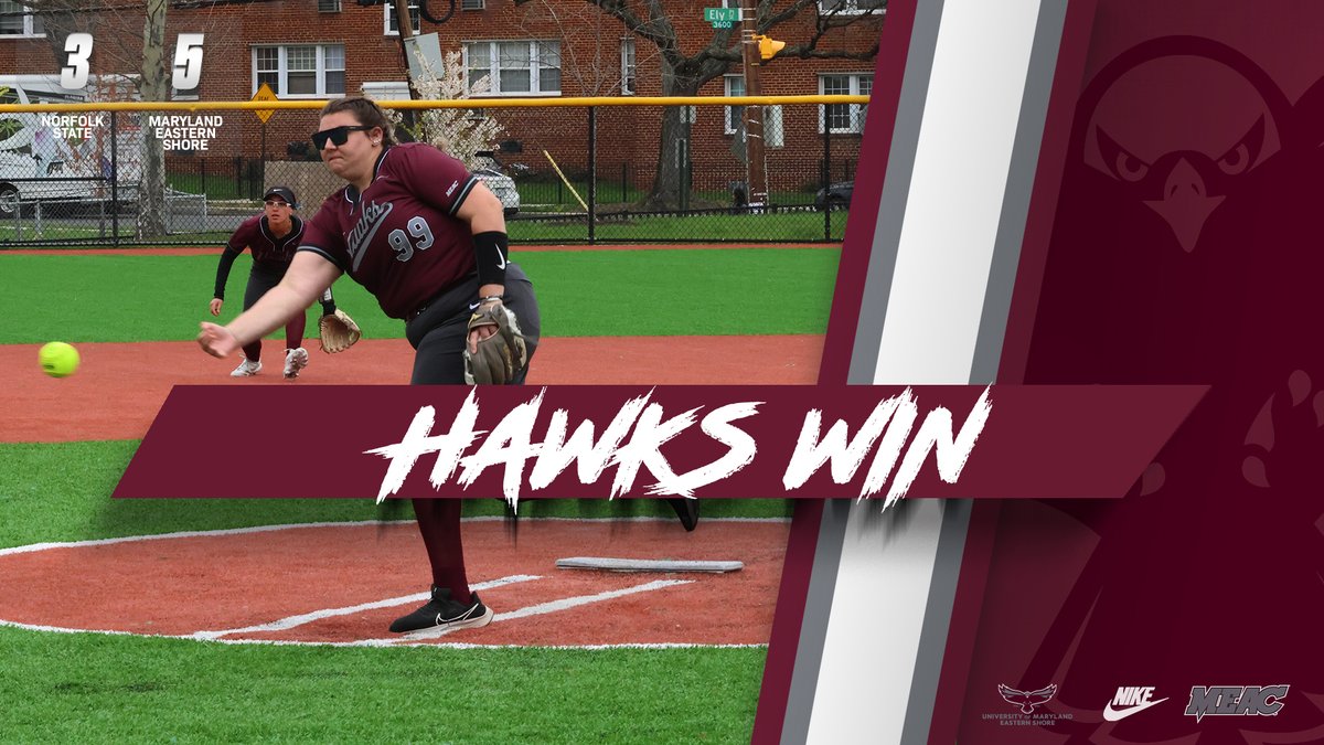 🥎 HAWKS WIN! 🥎 The UMES softball team picked up a win in game one of the MEAC series with Norfolk State to get the split on the doubleheader with the Spartans. The teams will play the finale on Sunday at noon. #HawkPride
