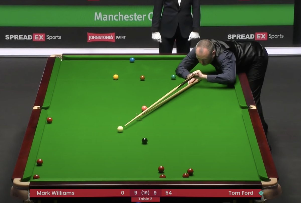 In the Tour Championship first round of four, Mark Williams was 54-0 points behind in the deciding frame against Tom Ford. Williams cleared from this position to win that match.

He went on to beat Trump, Allen and O'Sullivan to win that event.

Wow. 

#TourChampionship #snooker