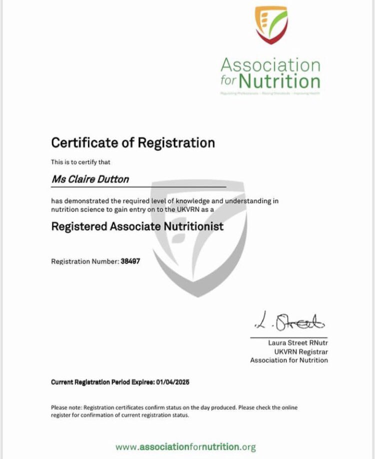 Certificate came today from the Association for Nutrition. 1st year as an ANutr complete, now into my second year 👩‍🏫 Here’s to another year developing my skills in my role at work (that I love!) and working towards my RNutr 😁 @AfN_UK_ #publichealthdieteticassistantpractitioner