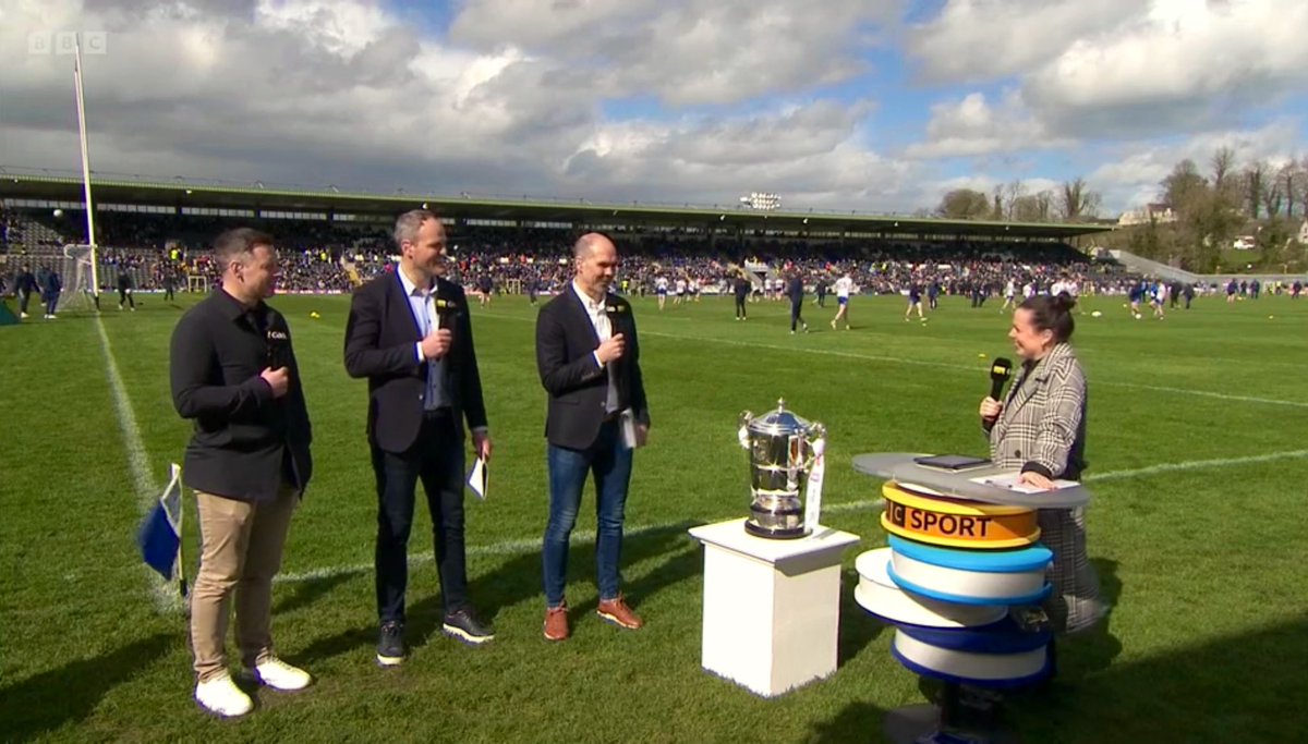 Just a little bit happy to be back with the #BBCGAA crew. Kicking off the Ulster Championship with @murphm95 @PhillyMcMahon and Paul Finlay in a windswept Clones!