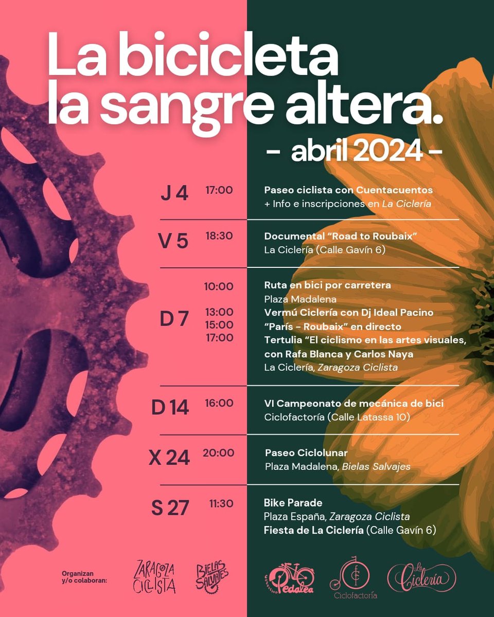 ¡Esta primavera ciclista está que arde!

Acaba de empezar abril y ya estamos pensando en la programación de mayo 😌

Si tienes propuestas de actividades o quieres conocernos...

¡Ven, acércate a nuestras reuniones, contáctanos! 🤗

🚲🌸🔥