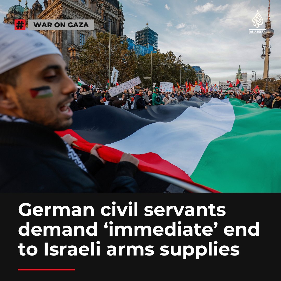 Government workers are calling on Germany and the Netherlands to cease arms deliveries to Israel due to human rights concerns in Gaza aje.io/wz7s8j