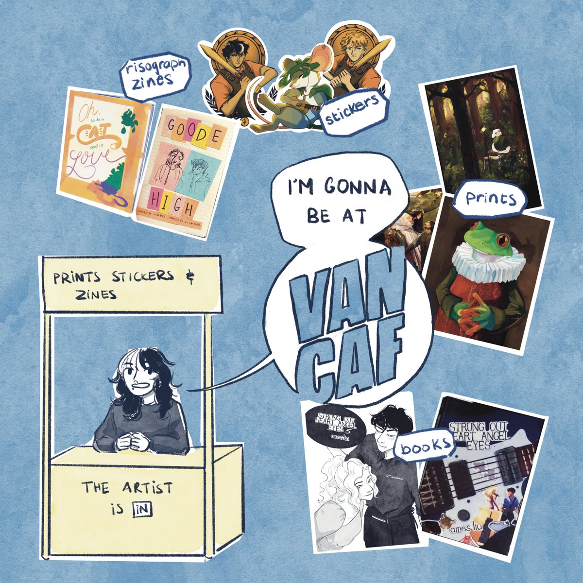 Hello!!!! I am going to be at @VancouverComics this year 🫶🫶 please come see my various wares