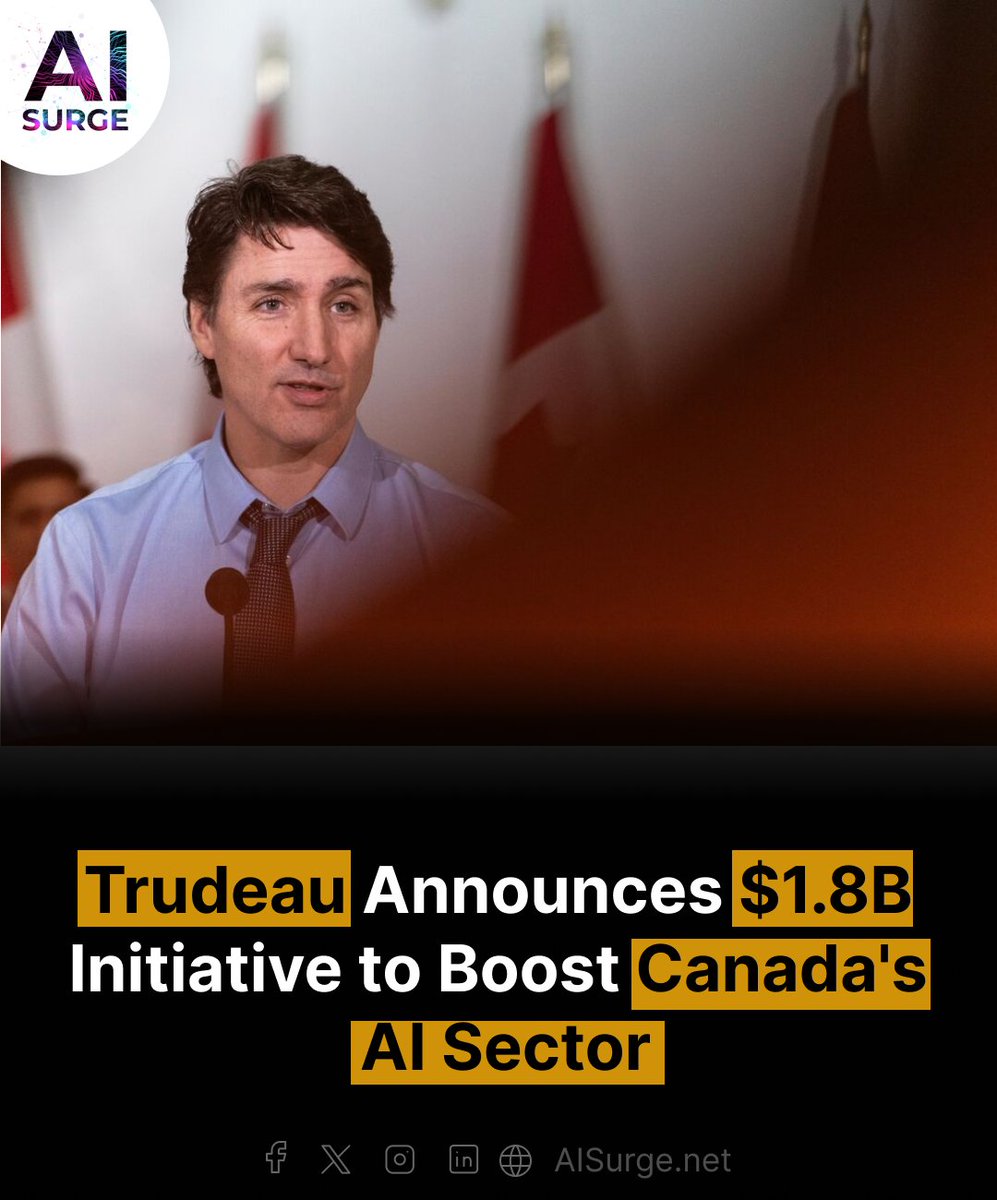 Canada's AI sector gets a $1.8B boost with a new fund aimed at accelerating research and technological infrastructure, part of Prime Minister Trudeau's pre-budget spending announcements.

#canada #aifunding #PMTradeu