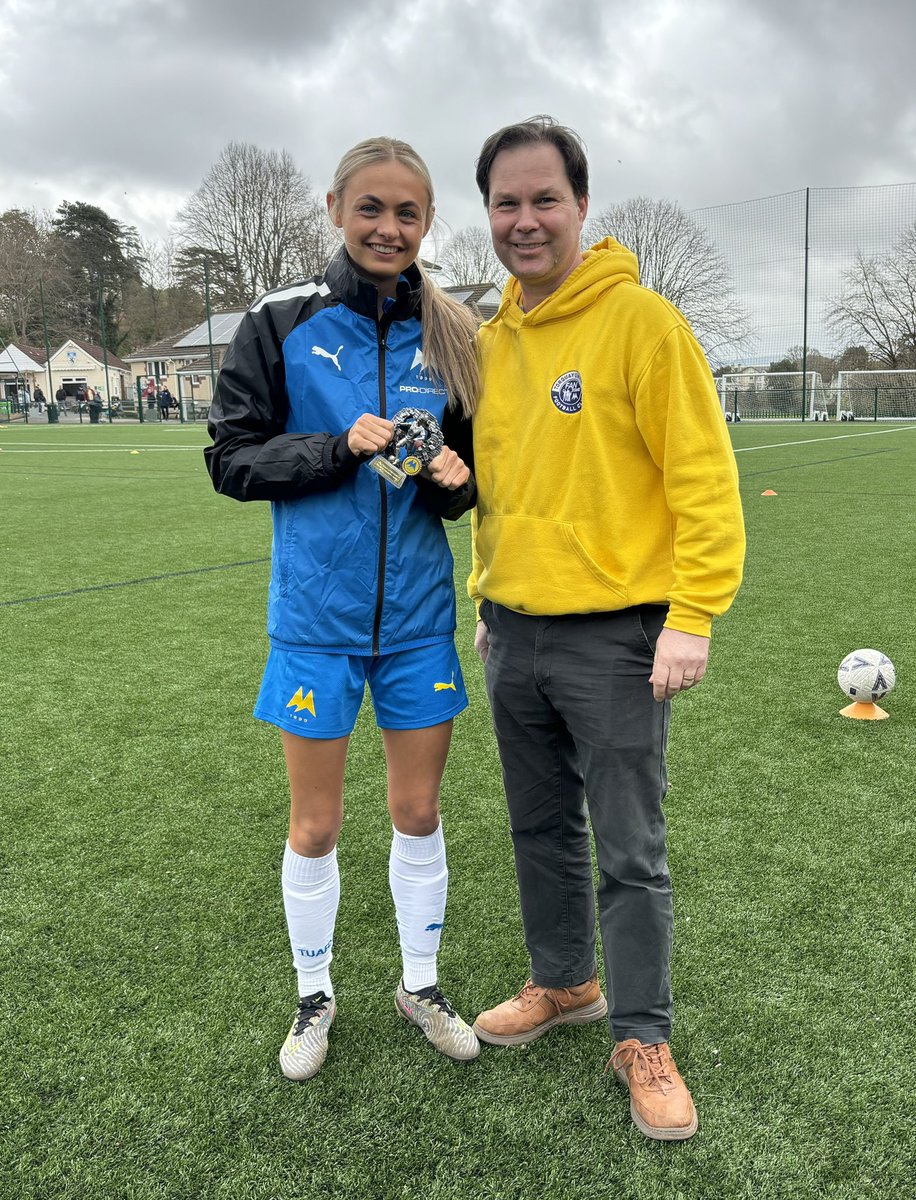 🟡 Ocean Latto has been awarded the Player Of The Month award for March after a series of standout displays capped off with two goals in the month from her LB position. Ocean is pictured receiving her POM award from Rob Dickinson from @TUSTCOYY #WeAreNational #TUAFC #TUWFC