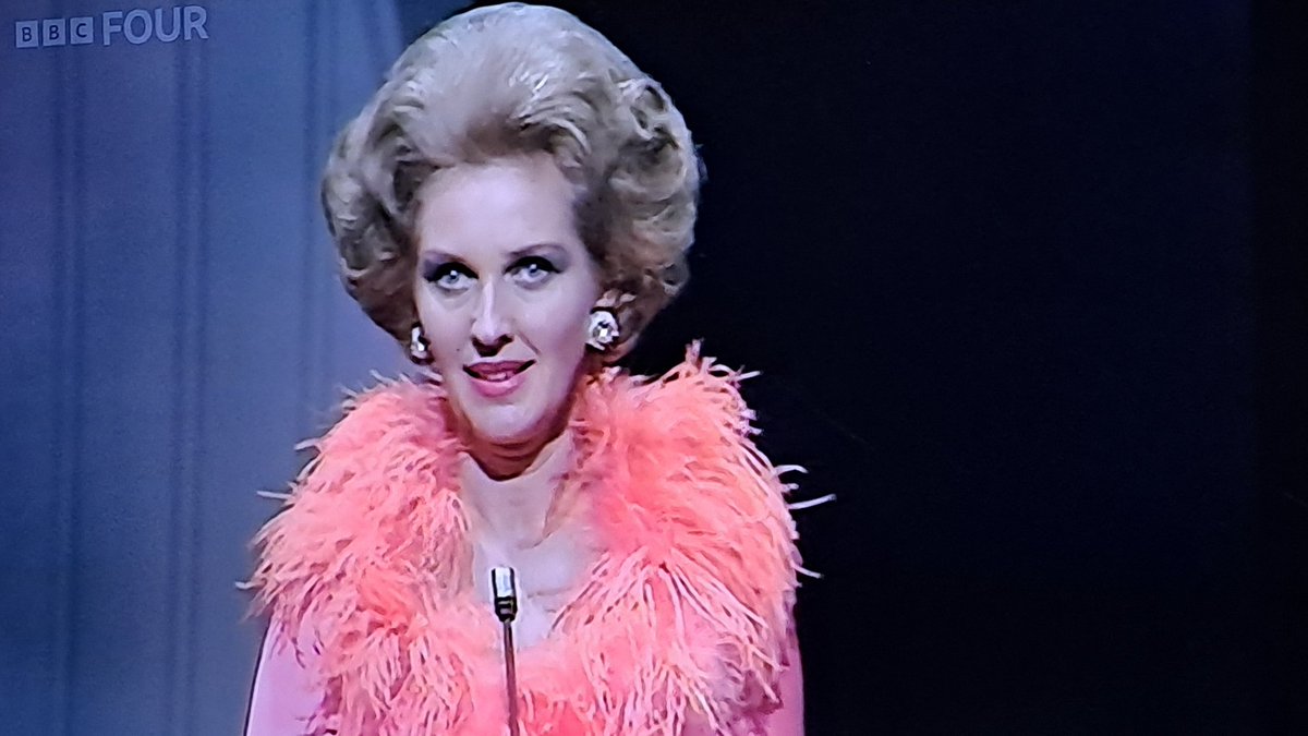 #eurovision1974 Katie Boyle looking unnervingly like Margaret Thatcher - I'd forgotten that!!! #shivers