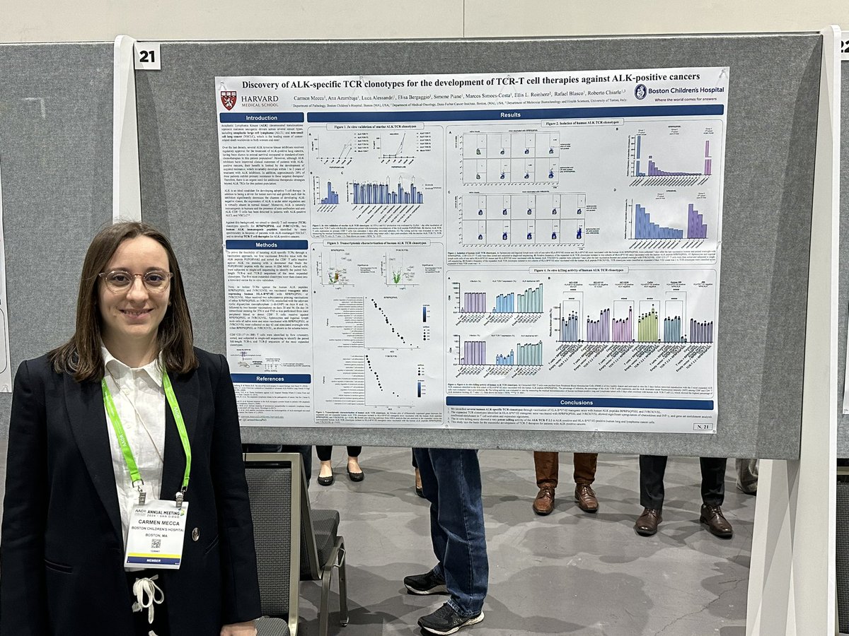Biagio Ricciuti, MD PhD (@biagioricciutmd) on Twitter photo If you are at #AACR24, stop by poster 21 (section 1) to learn more about the discovery of #ALK-specific #TCR clonotypes for the development of TCR-T cell therapies against ALK-positive cancers! Amazing study led by <a href="/CarmenMeccaPhD/">Carmen Mecca</a>. <a href="/BostonChildrens/">Boston Children's</a>  <a href="/harvardmed/">Harvard Medical School</a> <a href="/ALKpositiveINT/">ALK+ International</a> If you are at #AACR24, stop by poster 21 (section 1) to learn more about the discovery of #ALK-specific #TCR clonotypes for the development of TCR-T cell therapies against ALK-positive cancers! Amazing study led by <a href="/CarmenMeccaPhD/">Carmen Mecca</a>. <a href="/BostonChildrens/">Boston Children's</a>  <a href="/harvardmed/">Harvard Medical School</a> <a href="/ALKpositiveINT/">ALK+ International</a>
